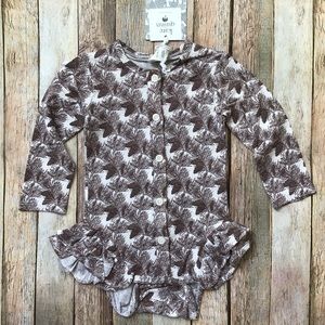 NWT Kate Quinn Forest Pine Double Ruffle Button Bodysuit